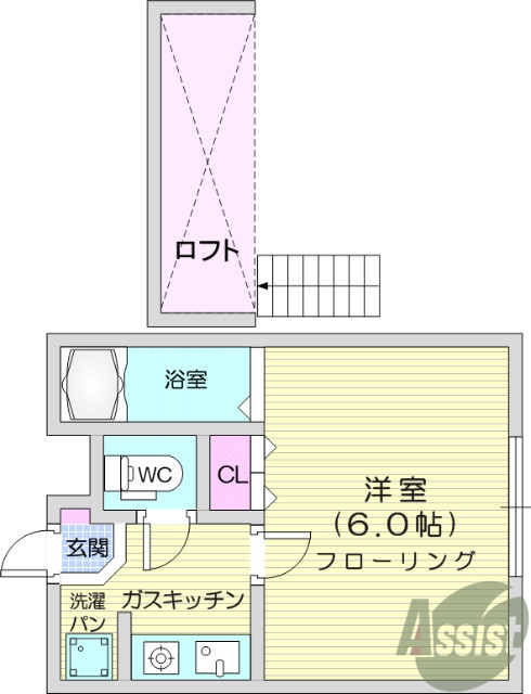 １K、エアコン、バストイレ別、モニターホン