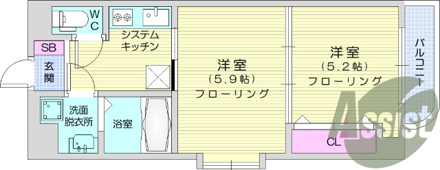 2DK、モニター付きインターホン、ウォシュレット