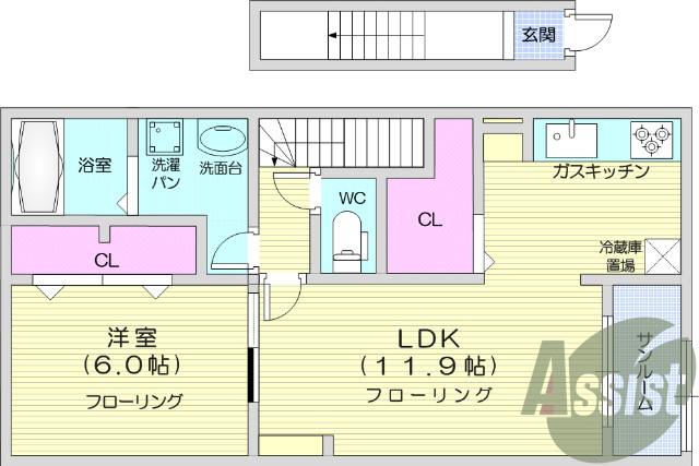 1LDK、物置、ネット無料、南向き、エアコン2台、浴室乾燥機
