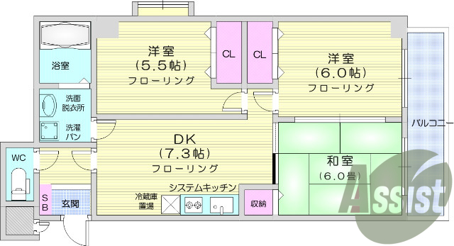 お写真は301号室のものです。参考にしてくださいませ。