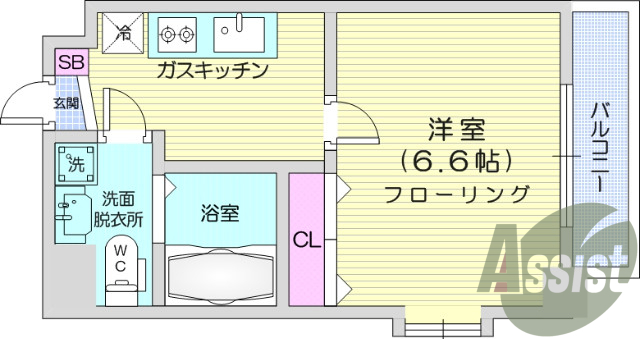 1K、エアコン、モニタ付きインターホン、ウォシュレット