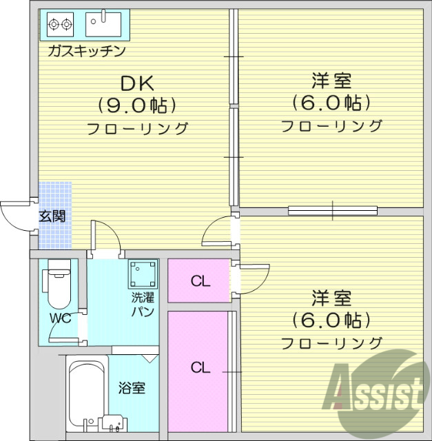 2DK、エアコン、ペット相談、追い焚き機能