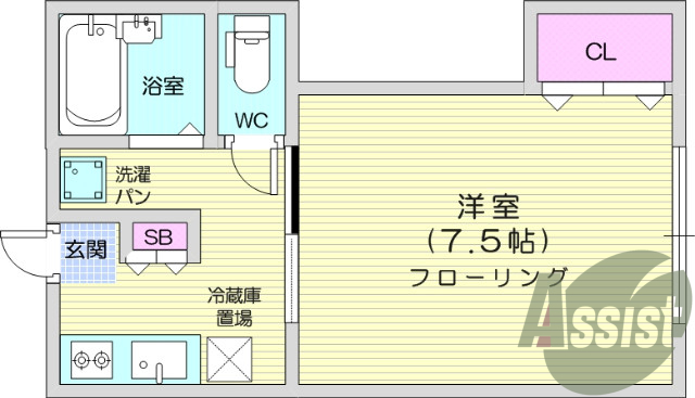 1*、エアコン、クローゼット、バストイレ別
