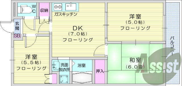 バス・トイレ別、ペット相談可、エアコン、BSアンテナ