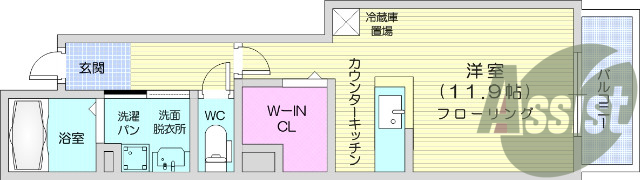 1K、エアコン、バストイレ別、モニターインターホン
