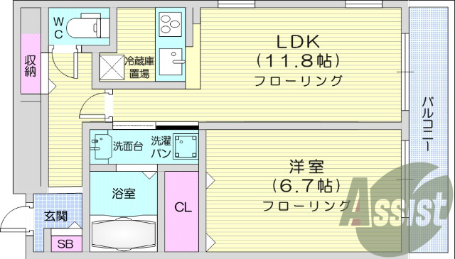 1ＬＤＫ、フローリング、エアコン、クローゼット
