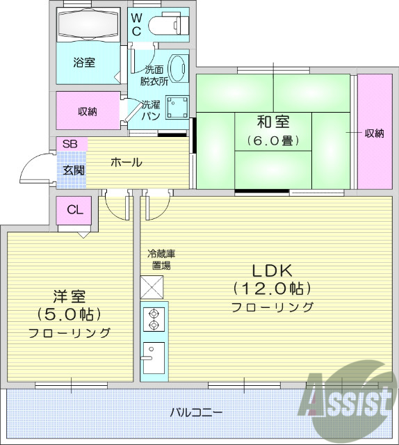 2LDK、独立洗面台、追い炊き、3口コンロ