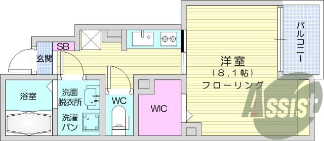 1K、ネット無料、ウォークインクローゼット、浴室乾燥