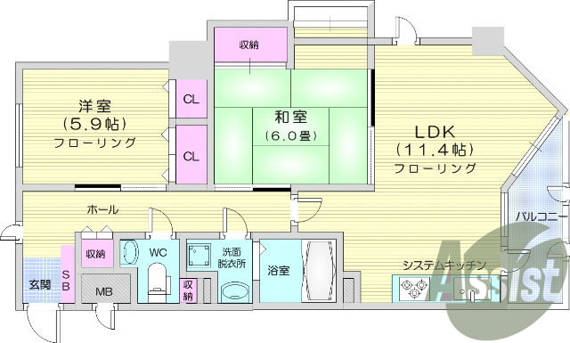 ２ＬＤＫ、バストイレ別、南東向き、都市ガス、追い炊き機能