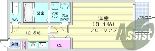 1K、モニター付きインターホン、エアコン