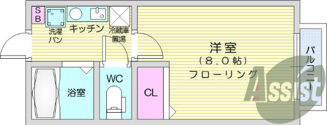 ワンルーム、エアコン、室内洗濯機置場、トイレ浴室別、収納