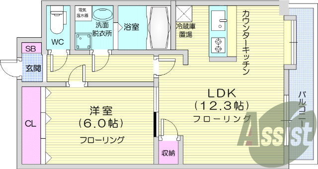 2LDK、モニター付きインターホン、エアコン