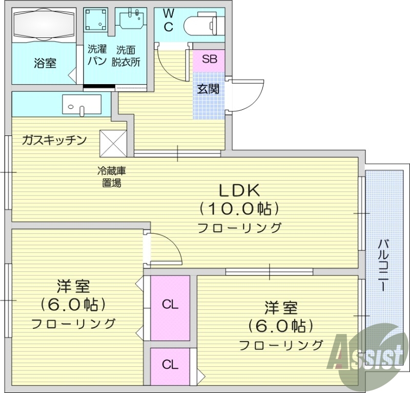 2LDK、モニター好きインターホン、ウォシュレット