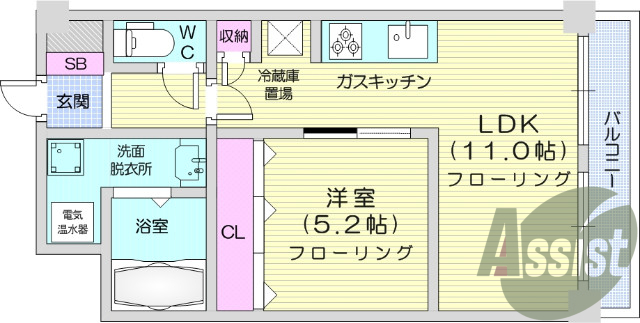 1LDK、エアコン、インターホン、ウォシュレット機能