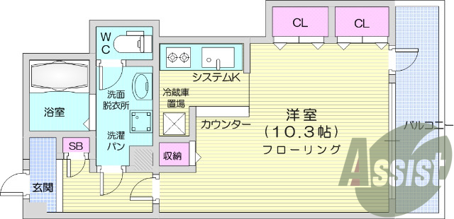 1K、温水洗浄便座、洗面所、システムキッチン、防犯カメラ