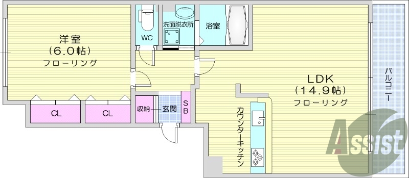 １ＬＤＫ・エアコン・都市ガス・オートロック
