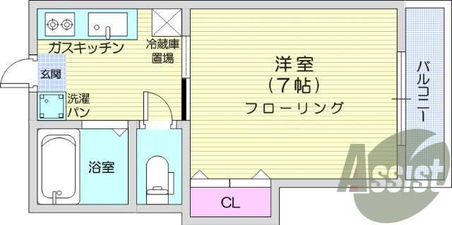 1K、エアコン、バストイレ別、モニター付きインターホン