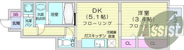 1DK、エアコン、バストイレ別、インターネット無料
