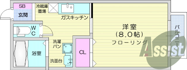 1K、ウォシュレット付き、シャンプードレッサー
