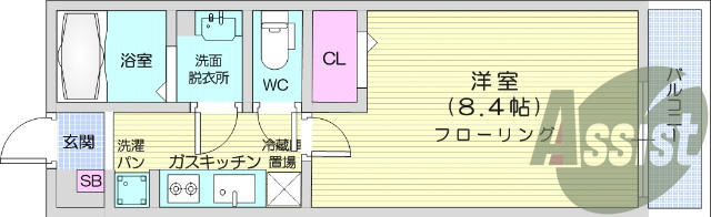 1K、エアコン、バストイレ別、浴室乾燥、独立洗面