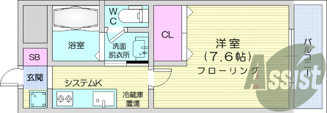 １K、エアコン、独立洗面台、角部屋、南向き、窓シャッター