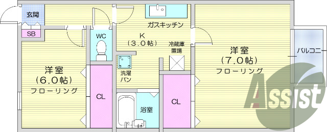 ２Ｋ・エアコン・ウォシュレット機能付きトイレ・洗濯パン