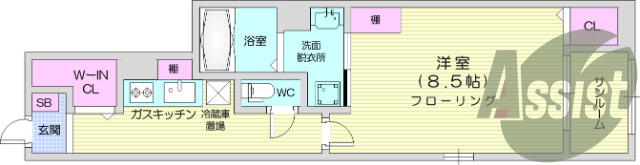 1K、バストイレ別、システムキッチン、浴室乾燥機