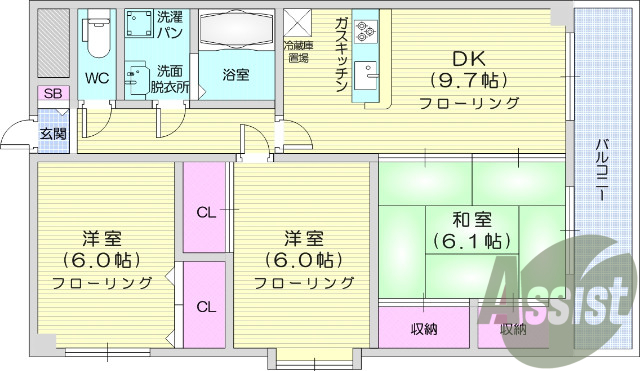 ３DK、ペット飼育可、エレベータ、システムキッチン
