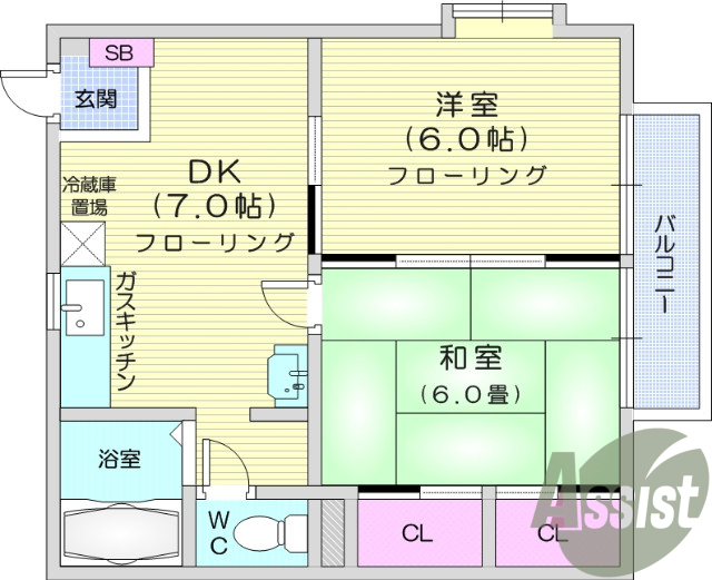 ２ＤＫ、Ｂ・Ｔ別、エアコン、シャンプードレッサー