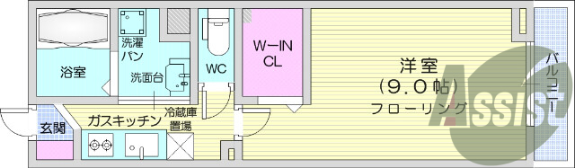 １K、TVインターホン、オートロック、追い炊き機能付
