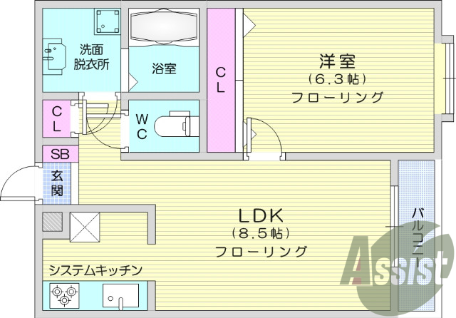 2LDK、オートロック、オール電化、防犯カメラ。
