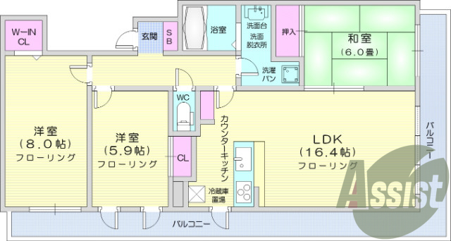 ３LDK、浴室乾燥機、モニタ付きインターホン、
