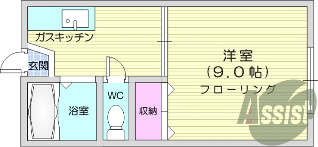 1K、バス・トイレ別、収納スペース、ペット相談