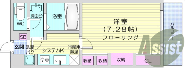 1K、オートロック、システムキッチン、独立洗面台