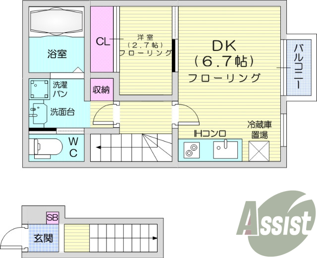 １K、IHクッキングヒーター、インターネット無料