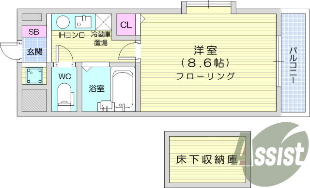 １K、無料Wi－Fi、B・T別、エアコン、床下収納