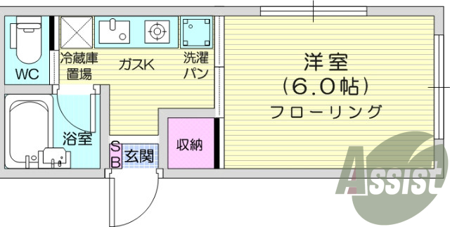 1K、オートロック、宅配BOX、浴室乾燥機、エアコン