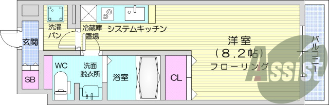 1R、エアコン、バストイレ別、インターネット無料