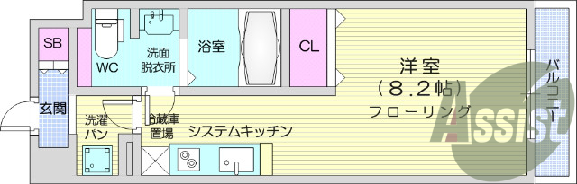 1R、エアコン、バストイレ別、インターネット無料