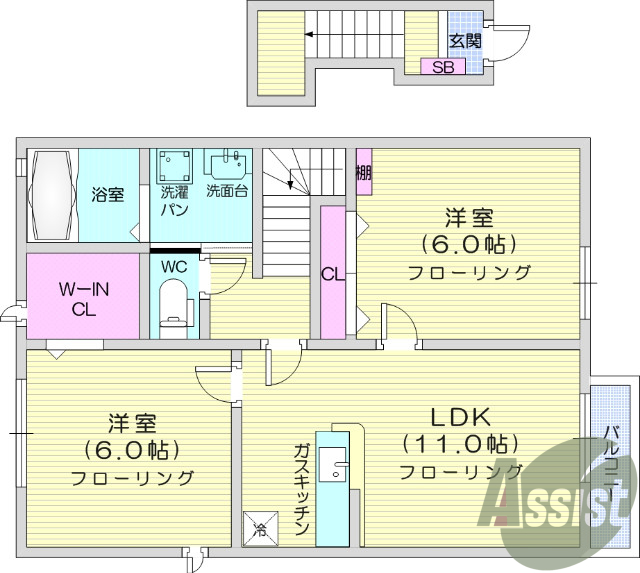2ＬＤＫ、追い焚き、エアコン2台、シャンプードレッサー