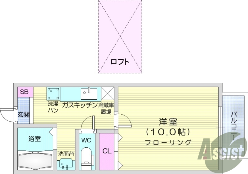 1k、独立洗面台、日当たり良好、インターホン