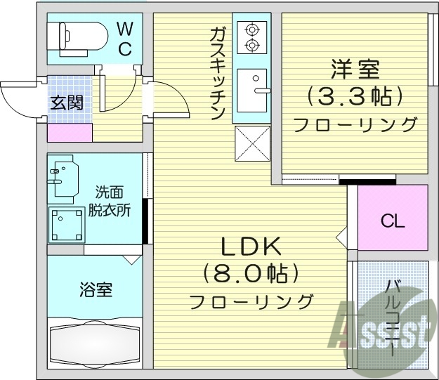 1LDK・浴室乾燥・浴室TV・システムK・オートロック