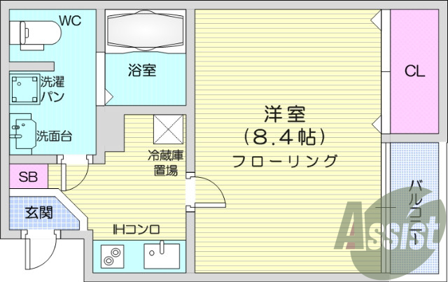 １K、追い焚き、エアコン、モニター付きインターホン