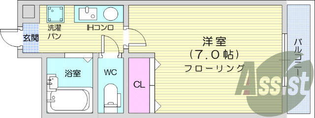 1K、エアコン、バストイレ別、、プロパン、