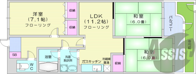 ３LDK、バス・トイレ別、エアコン、和室、専用庭