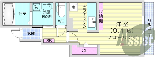 １K、エアコン、モニター付きインターホン、追い焚き機能