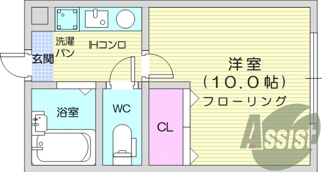 1K、バストイレ別、インターホン、温水洗浄便座