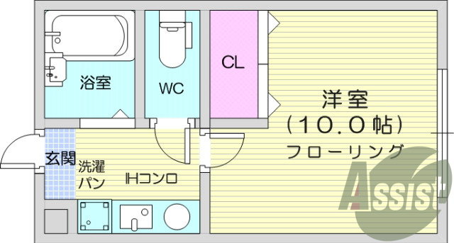 1K、バストイレ別、エアコン付き、温水洗浄便座