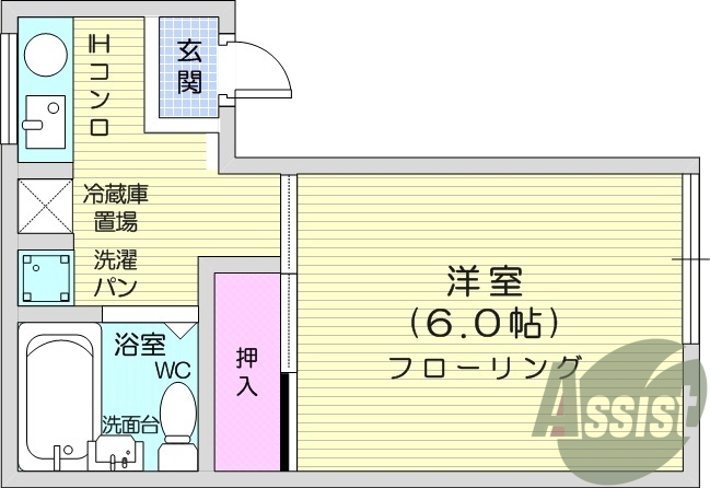 1K、南向き、防犯カメラ、インターネット使用料無料