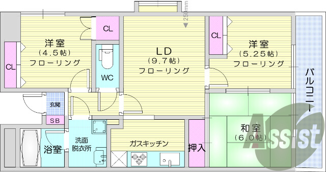 ３LDK、都市ガス、風呂トイレ別、独立洗面所、クローゼット